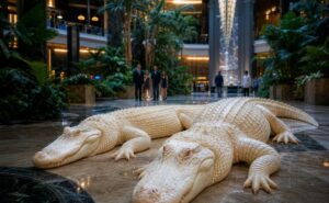 Le Paragon Casino Resort accueille deux alligators albinos dans son atrium