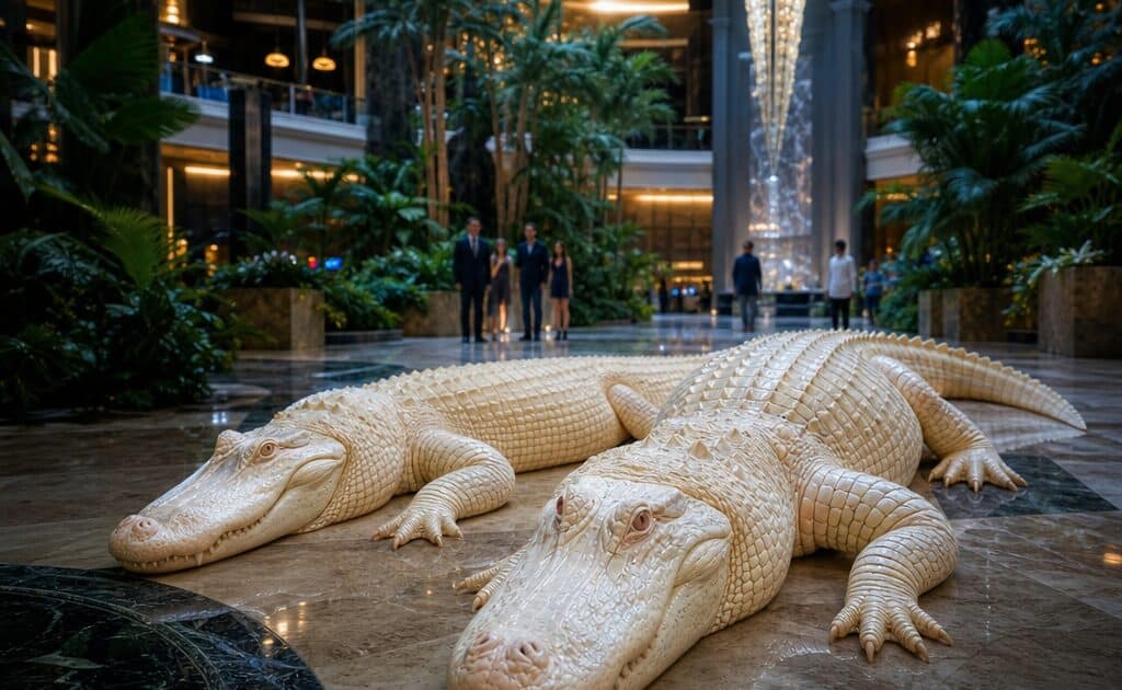 Le Paragon Casino Resort accueille deux alligators albinos dans son atrium